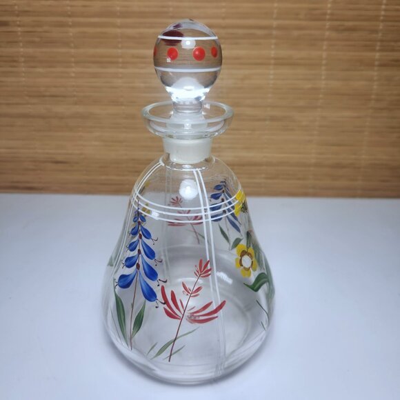 Hand Painted Decanter Crystal Glass Victorian Edwardian Bristol Glass - Picture 2 of 10